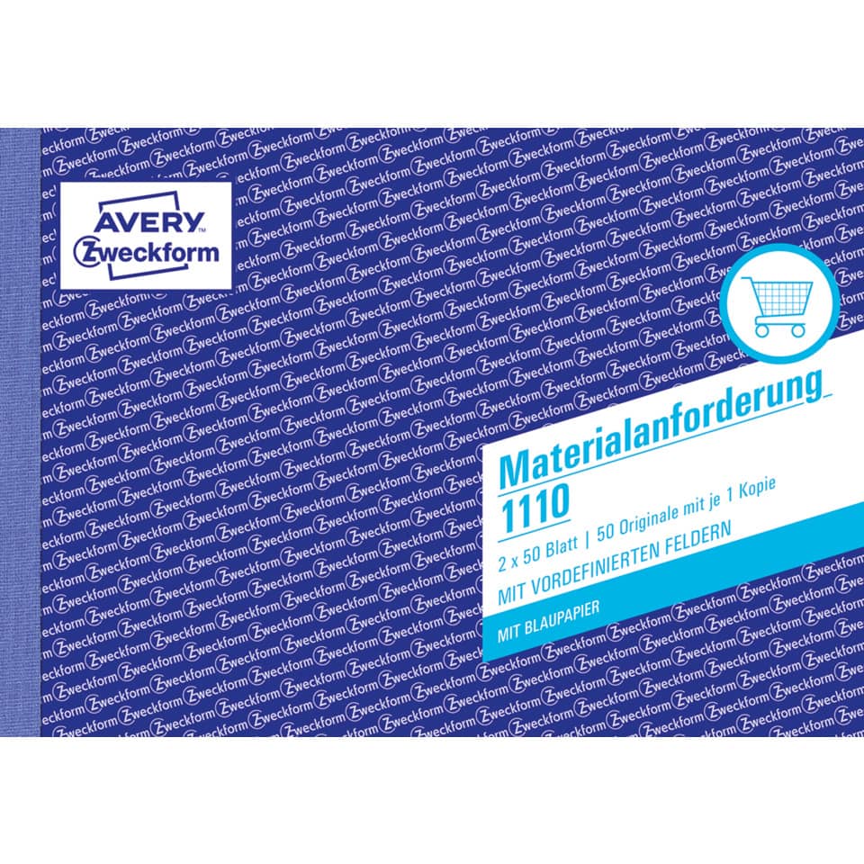 Materialanforderung mit Blaupapier, A5, 2x50 Blatt AVERY ZWECKFORM 1110