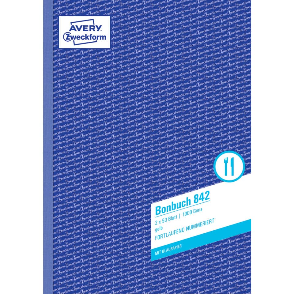 Bonbuch, gelb, fortlaufend nummeriert, 1-1000 Bons AVERY ZWECKFORM 842 ZWECKFORM 842 A4