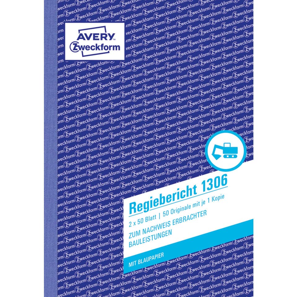 Regiebericht mit Blaupapier, A5, 2x50 Blatt AVERY ZWECKFORM 1306