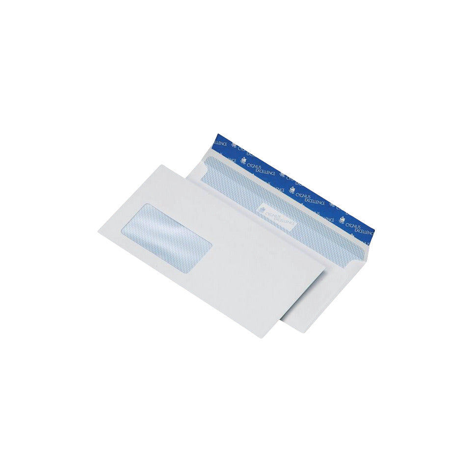 Briefumschlag mit Fenster, DIN lang, 100g/m², haftklebend, 500 Stück, weiß CYGNUS EXCELLENCE 30005480 CYGNUS EXCELLENCE 30005480 500ST