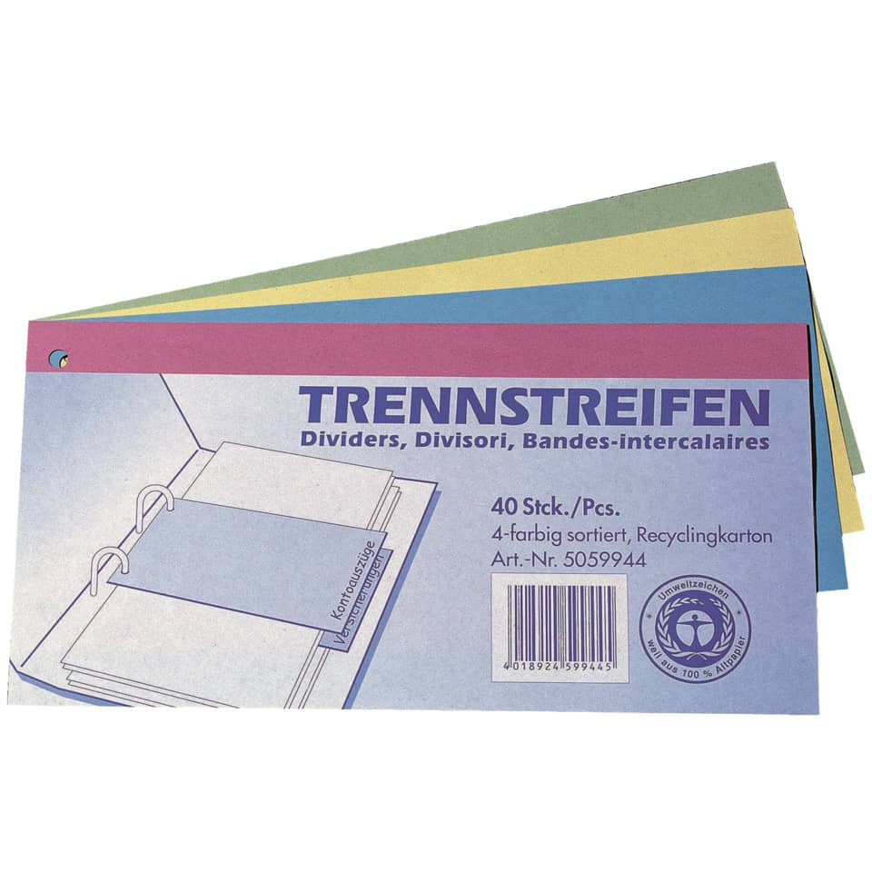 Trennstreifen, 240x105mm, 40 Stück, sortiert Q-CONNECT 5059944 Q-Connect 5059944 PG=40St