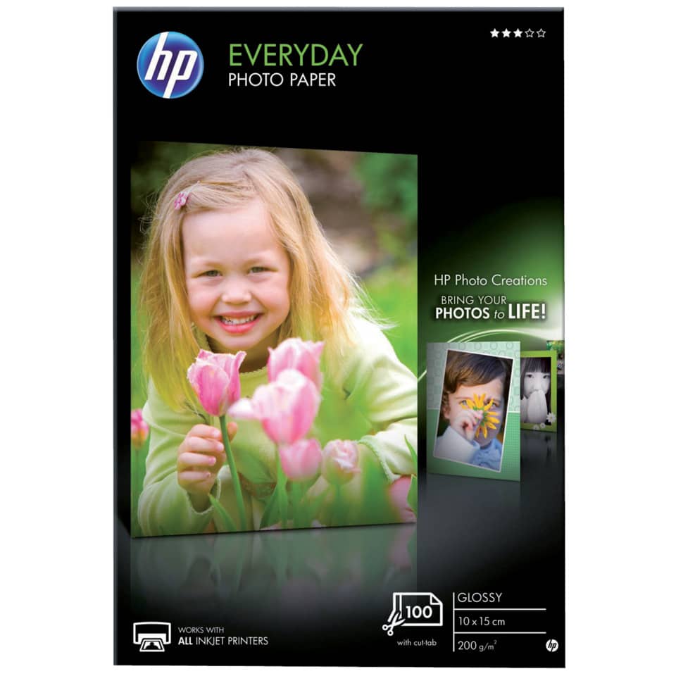 Inkjet Fotopapier, 10 x 15cm, 200g/m², 100 Blatt, glossy HP CR757A HP P CR757A Everyday 200g 10x15cm