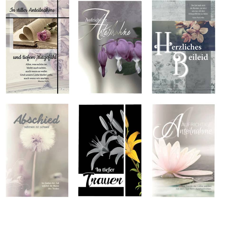 Trauerkarte Floral, 60er Box, sortiert  81-0260