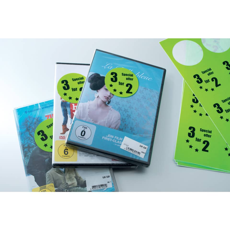 Neonetiketten permanent, Ø60mm, 240 Stück leuchtgrün HERMA 5155 HERMA 5155  240 Stück permanent haftend