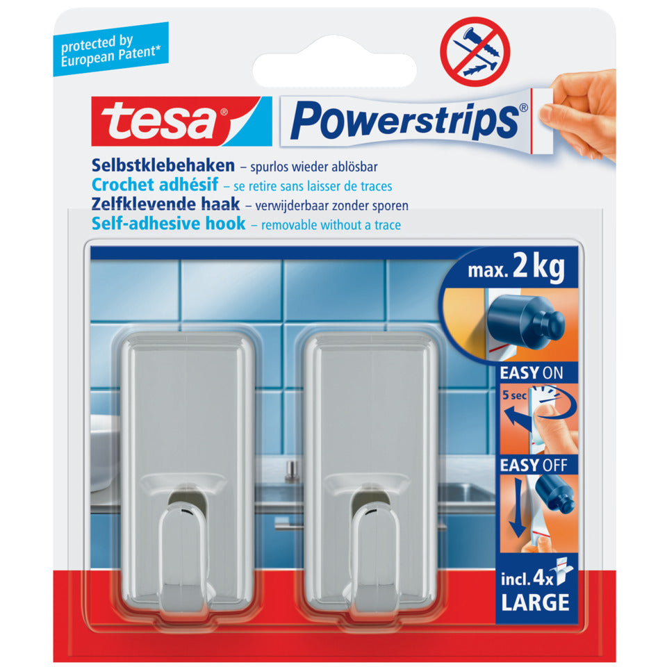 Klebehaken Powerstrips® Systemhaken ablösbar, classic, 1500g, chrom TESA 58051-00010-20 TESA 58051-00010-20 Large Classic