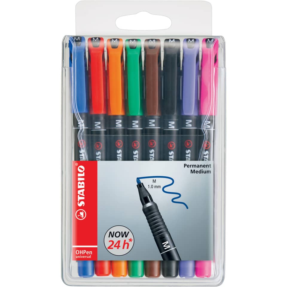 Folienstift OHPen universal, 1 mm, permanent, Etui mit 8 Stiften STABILO 843/8 STABILO 843/8 permanent