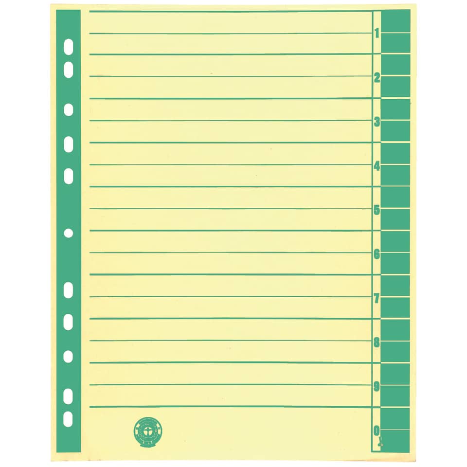 Trennblatt A4 100 Stück chamois/grün   ungeöst  9541101100 9541101100 ungeöst