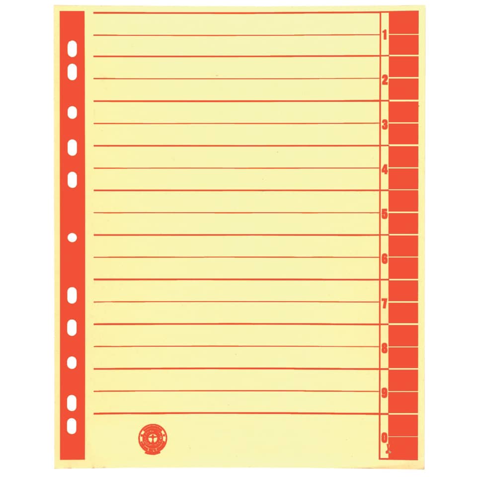 Trennblatt A4 100 Stück chamois
/rot   ungeöst  9541103100 9541103100 ungeöst