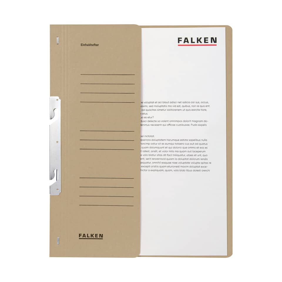 Einhakhefter, A4, halber Vorderdeckel, kaufmännische Heftung, grau FALKEN 80000763 FALKEN 80000763 1/2 Deckel