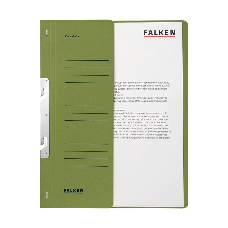 Einhakhefter, A4, halber Vorderdeckel, kaufmännische Heftung, grün FALKEN 80004013 FALKEN 80004013 1/2 Deckel