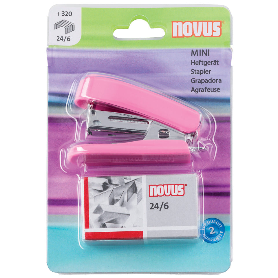 Heftgerät Mini, 12 Blatt, Einlegetiefe 20 mm, pink NOVUS 020-1910 NOVUS 020-1910 BLIMINI69
