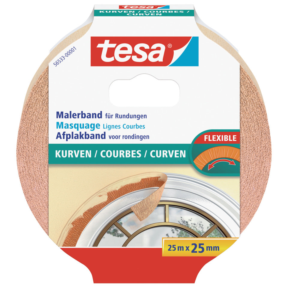 Kreppband für Kurven, 25mx25mm, beige TESA 56533-00001-02 TESA 56533-00001-02 25mm x25m