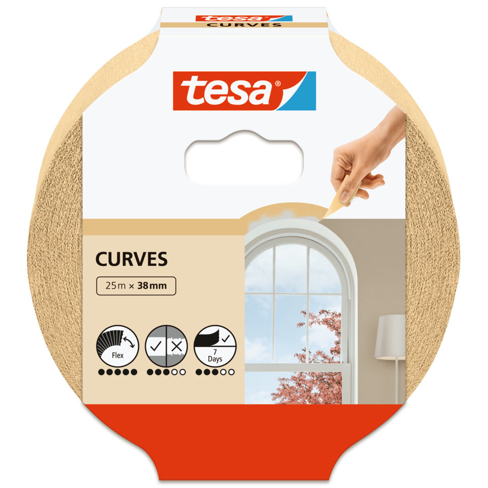 Kreppband für Kurven, 25mx38mm, beige TESA 56534-00001-02 TESA 56534-00001-02 38mm x25m