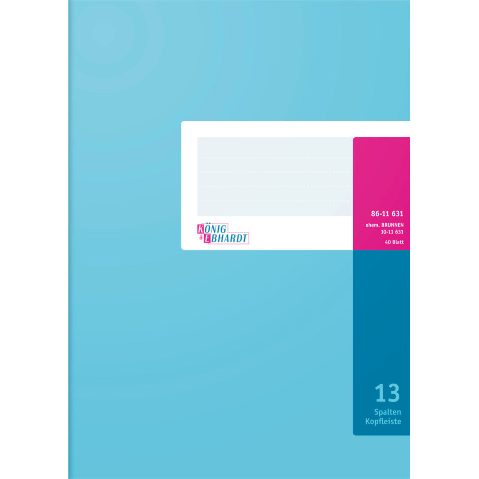 Spaltenbuch mit Kopfleiste A4, 80 Seiten, 13 Spalten, Karton, magenta/hellblau KÖNIG & EBHARDT 8611631 K+E 8611631Kart.Kopf 7113K40KL