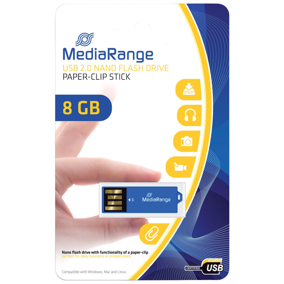 USB Stick 2.0 ClipOn, 8 GB, blau MEDIARANGE MR975 MEDIARANGE MR975 8GB