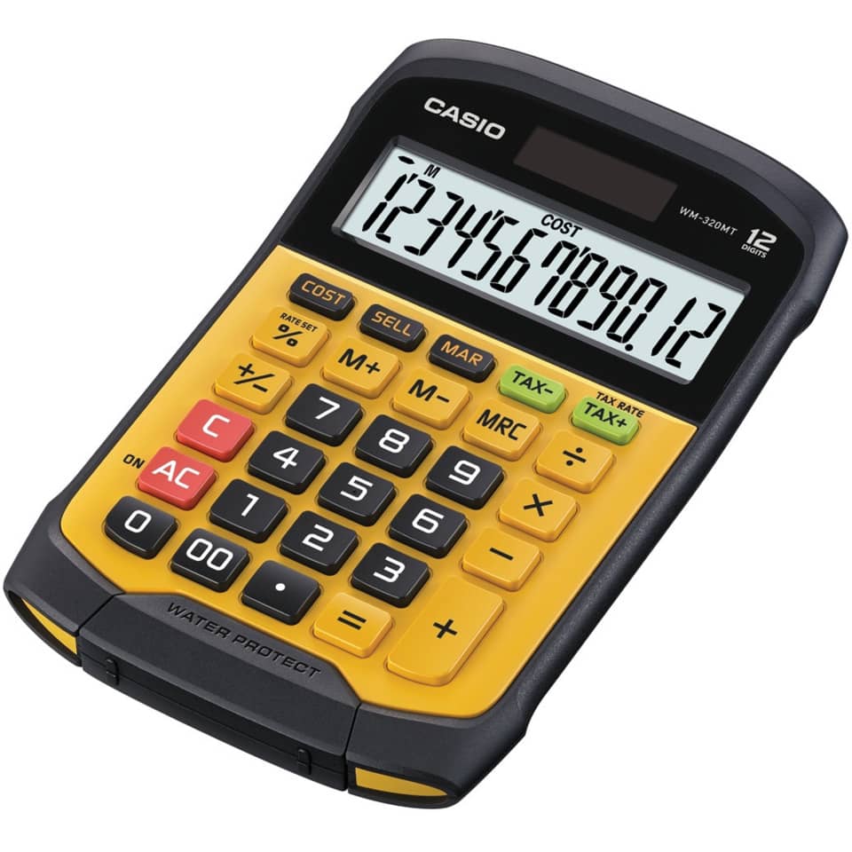 Tischrechner klein, abwaschbar, wasser-/staubfest, für anspruchsvolle Arbeitsumgebungen CASIO WM-320MT CASIO WM-320MT Batterie