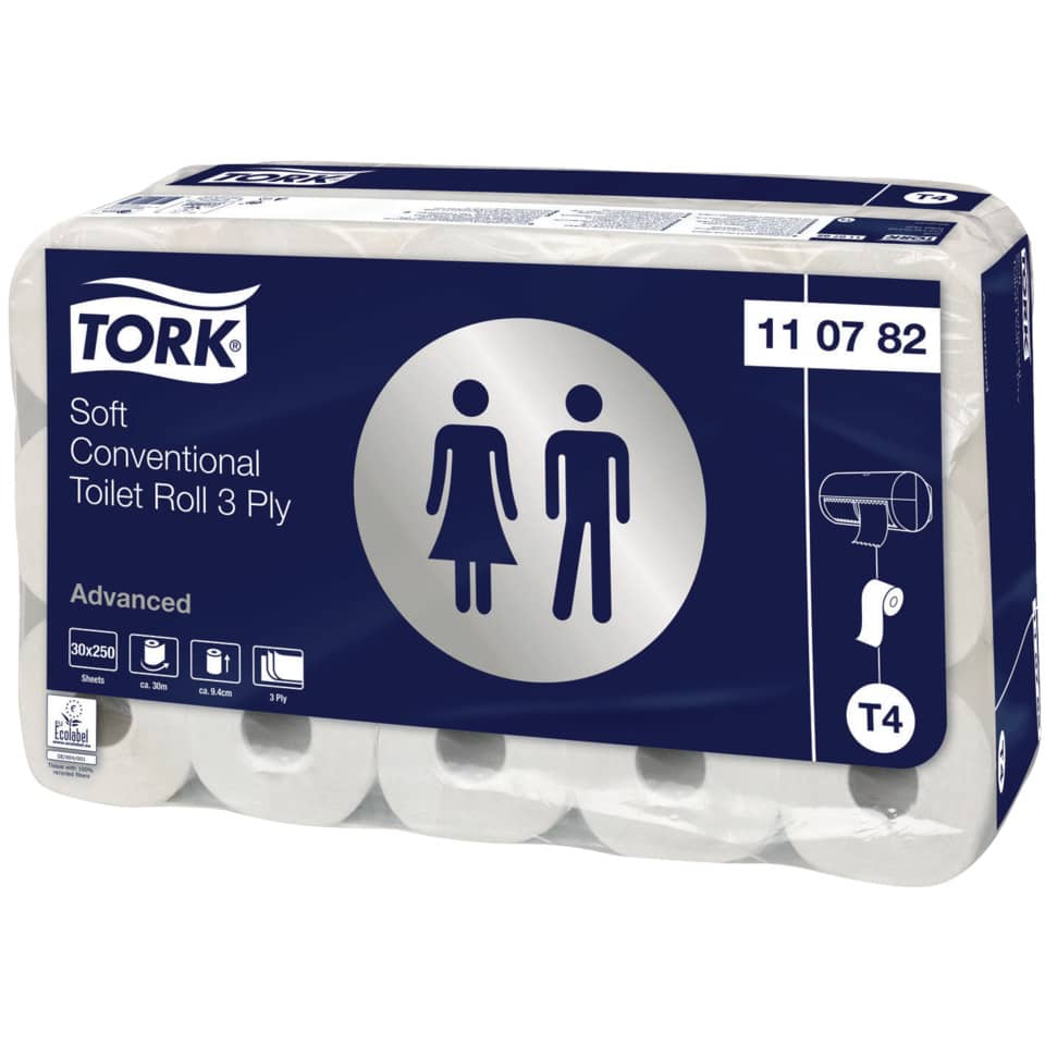 Toilettenpapier Advanced System T4, 3-lagig, 30 Rollen á 250 Blatt, weiß TORK 110782 TORK 110782 Premium