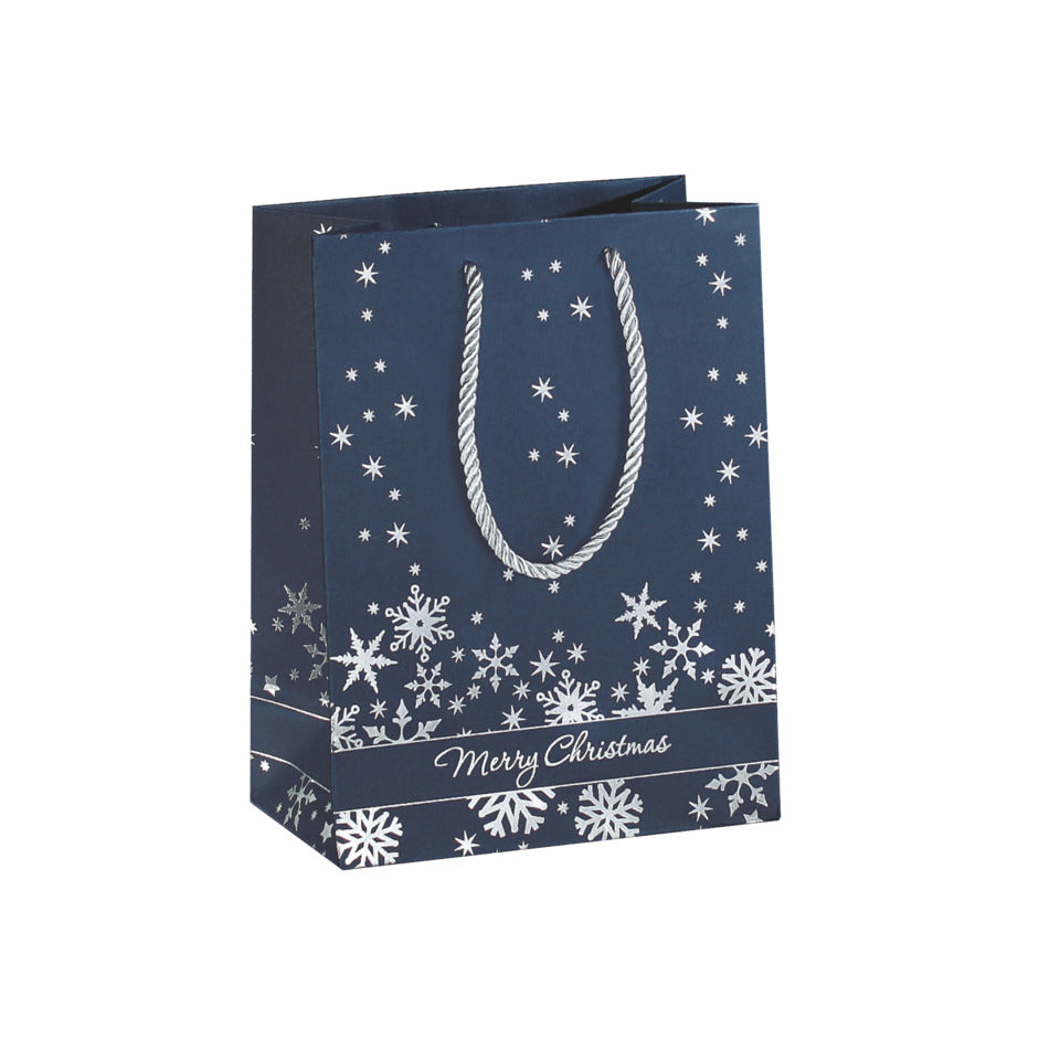 Weihnachts-Geschenktragetasche Silver Snowflakes, 17,5x23x10cm SIGEL GT111 SIGEL GT111 Premium Silver Snowflakes
