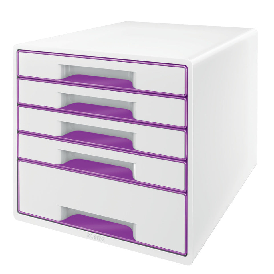 Schubladenbox WOW CUBE, 5 Schubladen, Polystyrol, weiß/violett LEITZ 5214-20-62 LEITZ 5214-20-62   5 Schubladen
