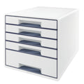 Schubladenbox WOW CUBE, 5 Schubladen, Polystyrol, weiß/grau LEITZ 5214-20-01 LEITZ 5214-20-01   5 Schubladen