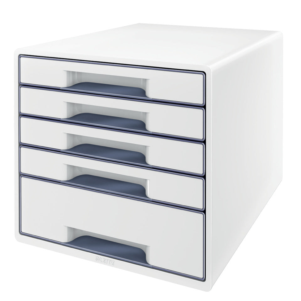 Schubladenbox WOW CUBE, 5 Schubladen, Polystyrol, weiß/grau LEITZ 5214-20-01 LEITZ 5214-20-01   5 Schubladen