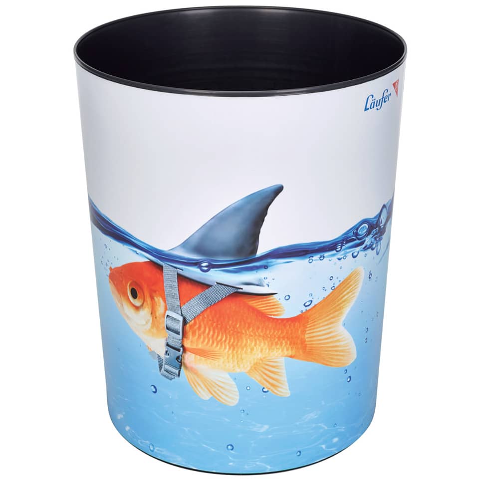 Papierkorb, Motiv Goldhai, 13 Liter, rund LÄUFER 26660