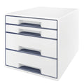 Schubladenbox WOW CUBE, 4 Schubladen, Polystyrol, weiß/grau LEITZ 5213-20-01 LEITZ 5213-20-01 4 Schubladen