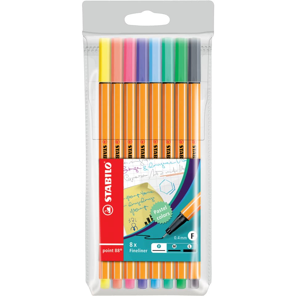 Fineliner point 88® Etui "Pastell", mit 8 Stiften STABILO 88/8-01 STABILO 88/8-01 pastell sortiert