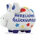 Sparschwein mittel "Herzlichen Glückwunsch", 17 x 15 x 15 cm, Keramik KCG 10027148 KCG101578/10027148  Herzlichen Glückwuns