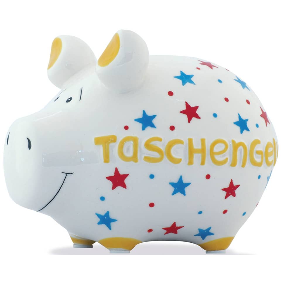 Sparschwein klein "Taschengeld", 12,5 x 9 x 9 cm, Keramik KCG 10026916 KCG 100061/10026916 Taschengeld