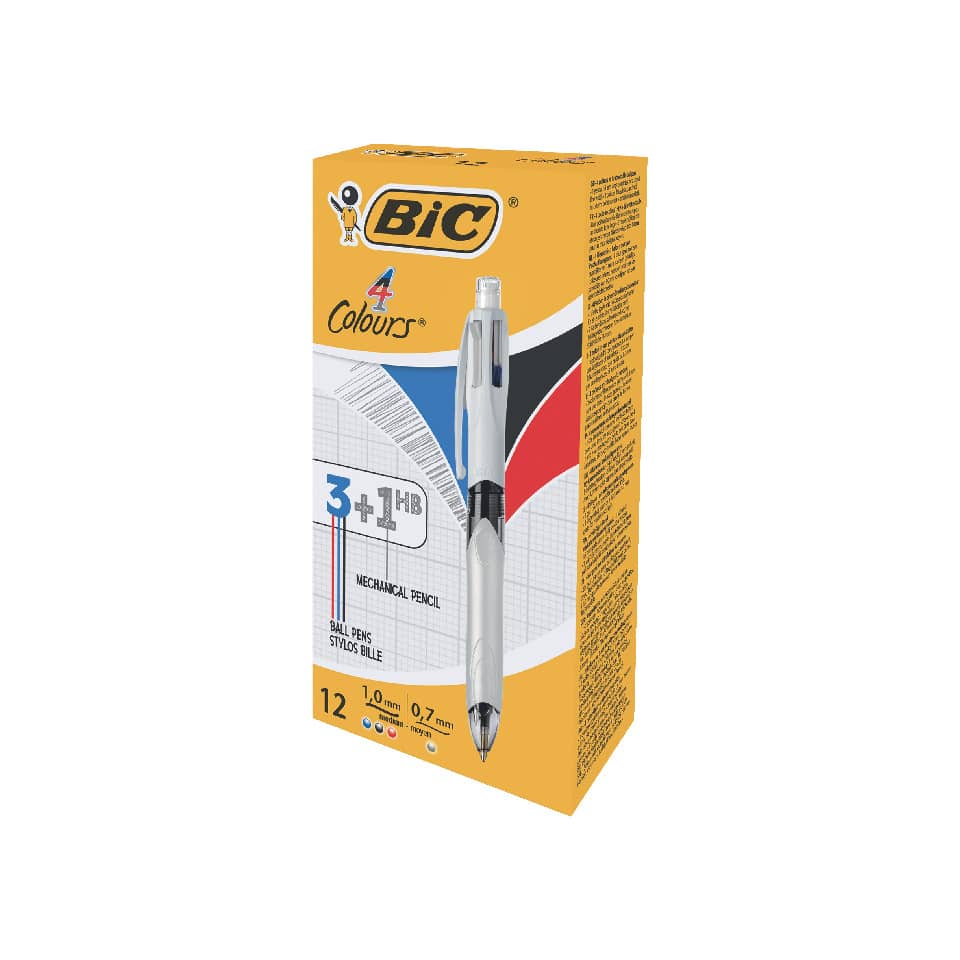 Mehrfarb-Druckkugelschreiber 4 Colours® 3+1 HB, 0,4/0,7 mm, grau BIC 942104 BIC 942104  4Colours