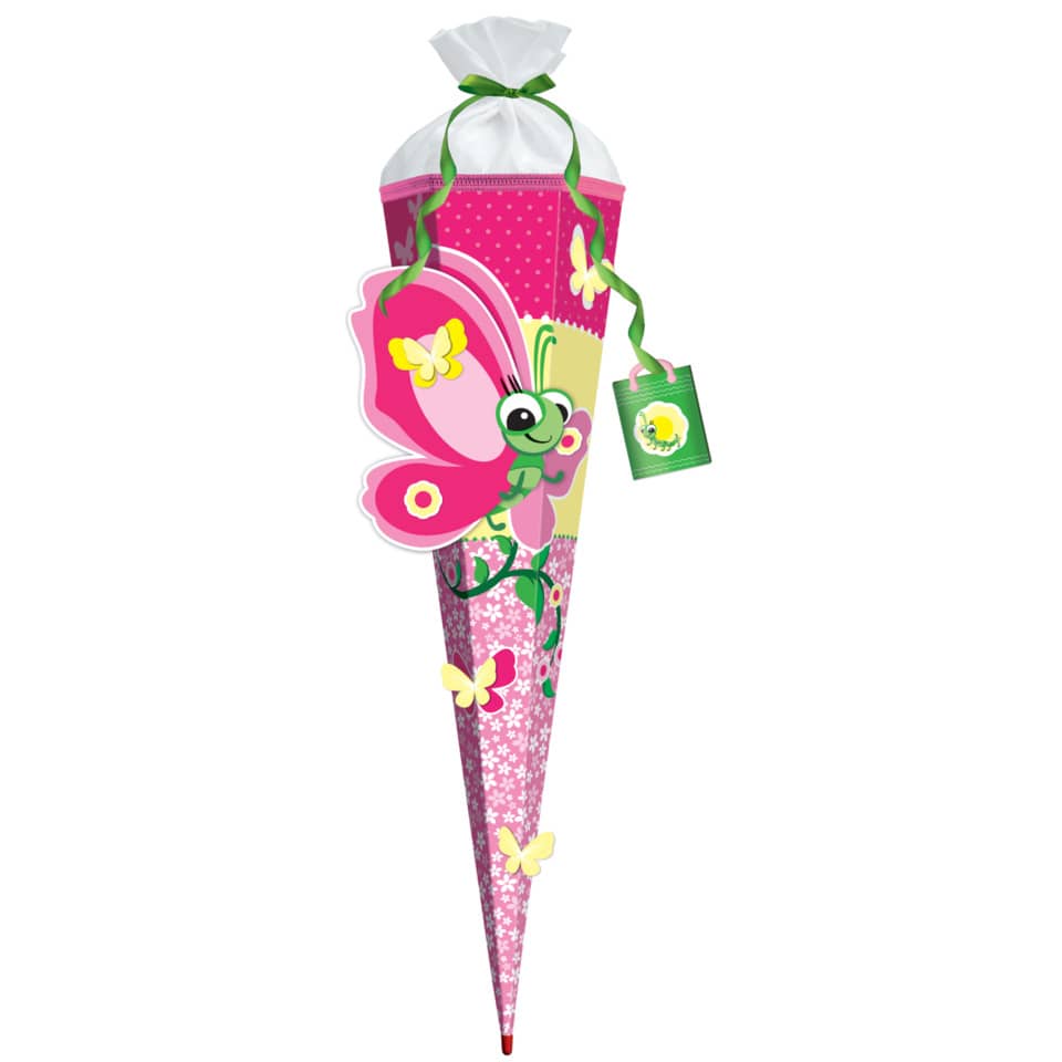Schultüte, Bastelset Schmetterling Lilly, 3D, 80cm, 6-eckig, Filzverschluss ROTH 651009 ROTH 651009 3D 80cm
