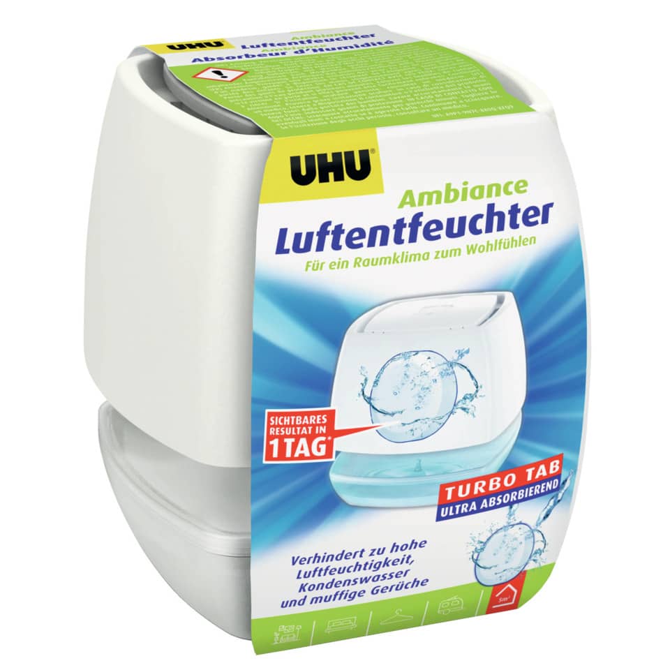 Luftentfeuchter Ambiance, für Räume bis 10 m³, Originalpackung 100 g, weiß UHU 50595 UHU 50595 nachfüllb.