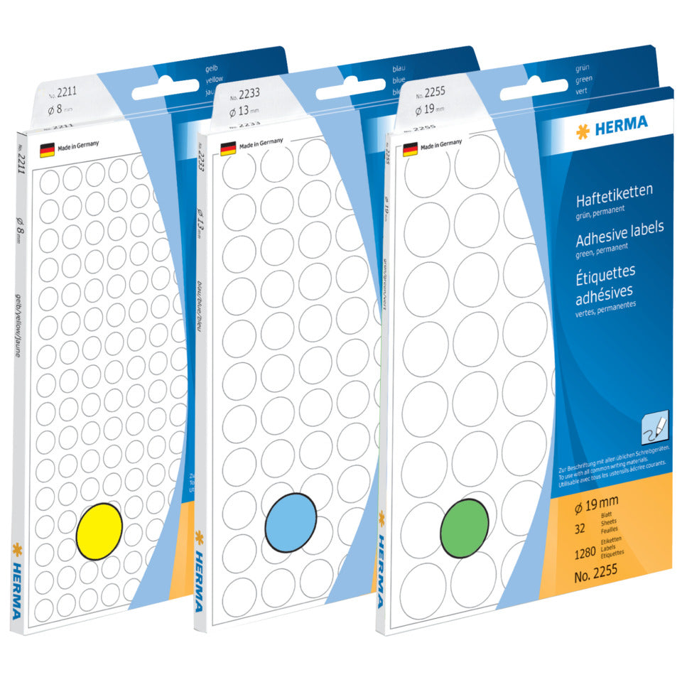 Etiketten permanent, Ø19mm, 1280 Stück, grün HERMA 2255 HERMA 2255 1280 Stück permanent haftend
