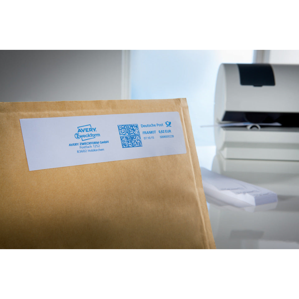 Frankieretiketten, 128x38mm, 500 Stück, weiß AVERY ZWECKFORM 3441 ZWECKFORM 3441 doppelt permanent