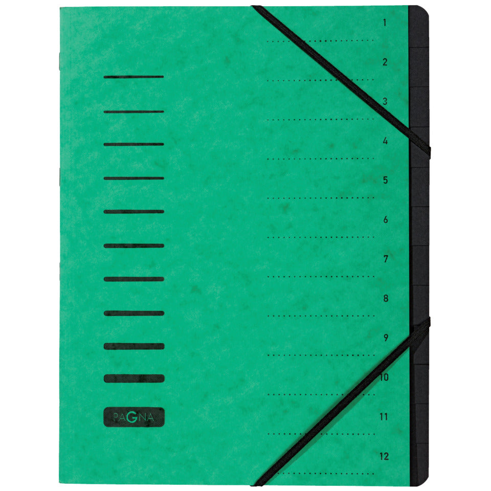 Ordnungsmappe, 12-teilig, grün PAGNA 40059-03 PAGNA 40059-03  Gummizug
