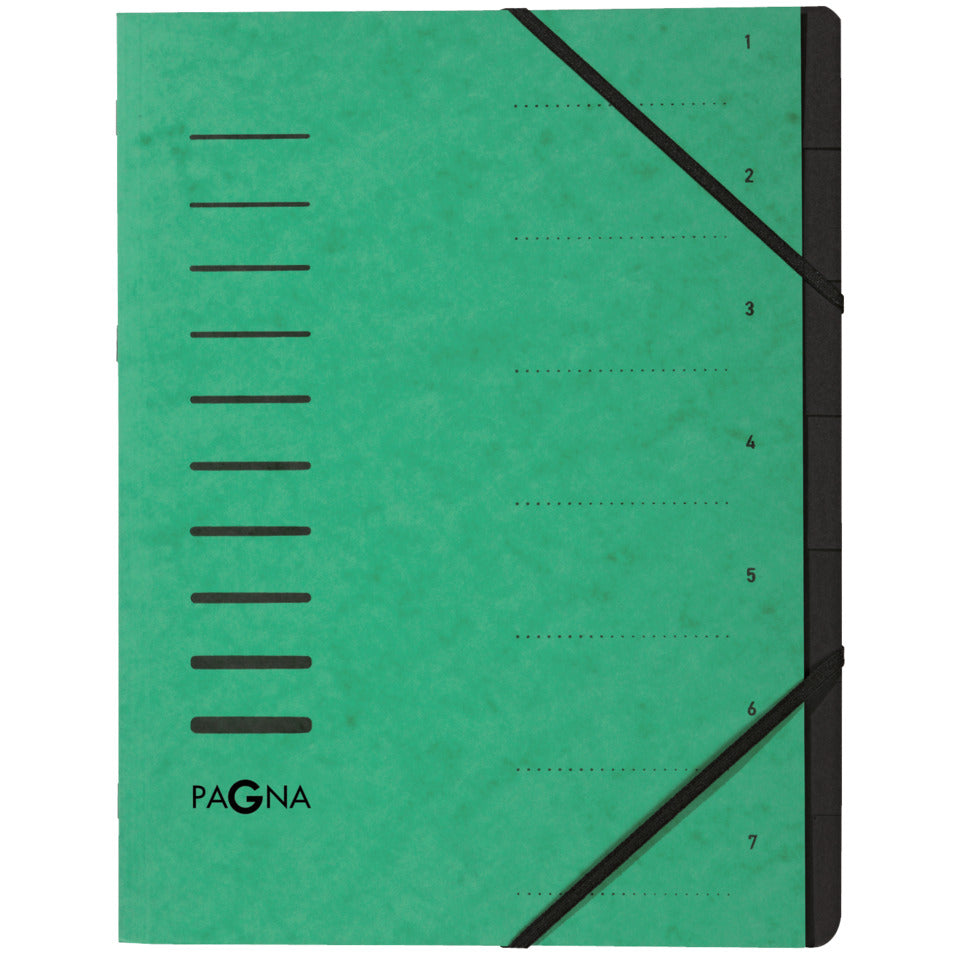 Ordnungsmappe 7 Fächer 1-7 grün PAGNA 40058 03 PAGNA 40058-03  Gummizug