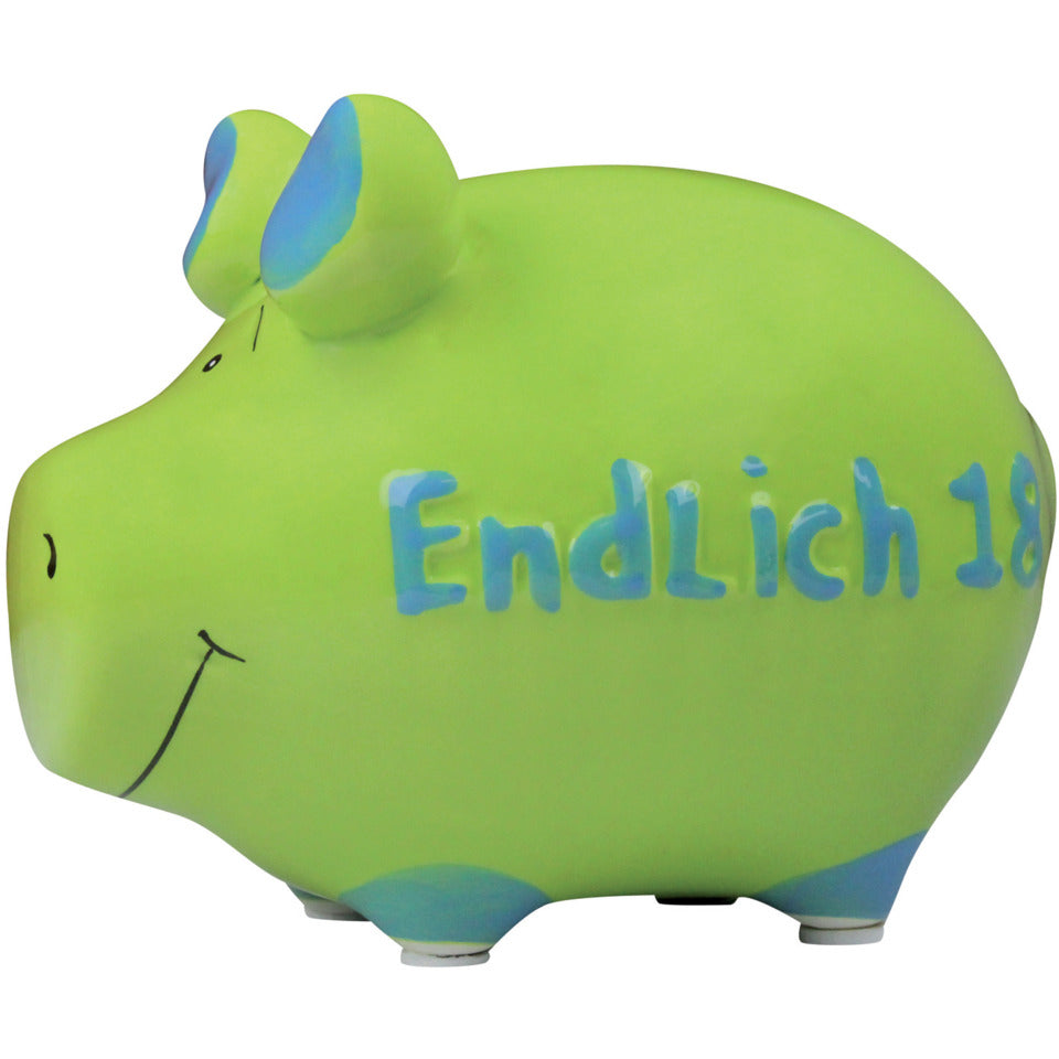 Sparschwein klein "Endlich 18", 12,5 x 9 x 9 cm, Keramik KCG 10026877 KCG 101223 /10026877 Endlich 18