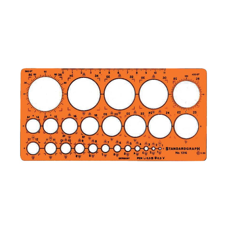 Kreisschablone Ø 1-36 mm (25 Kreise) STANDARDGRAPH 1316