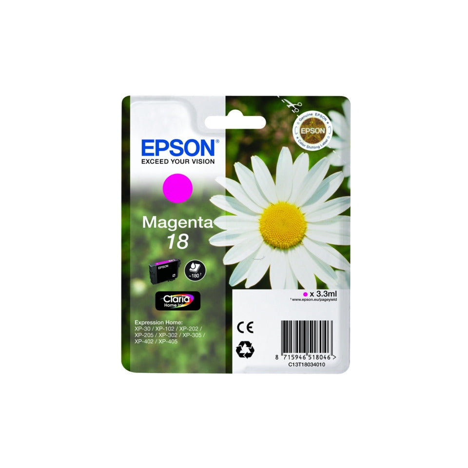 Inkjetpatrone Nr. 18 magenta   3,3ml EPSON C13T18034012 EPSON C13T18034012 3,3ml