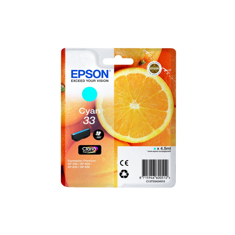 Inkjetpatrone Nr. 33 cyan   4,5ml EPSON C13T33424012 EPSON C13T33424012 4,5ml