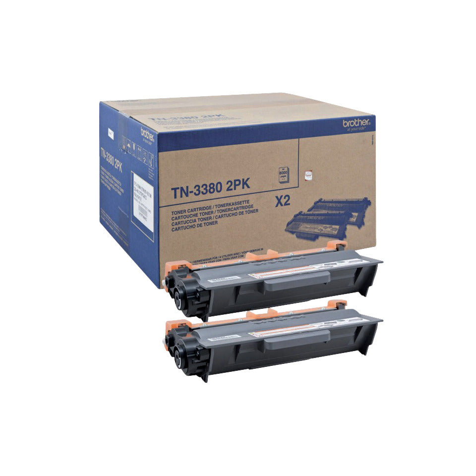 Lasertoner Twin Pack TN-3380BK, für Brother Drucker, 2 x ca. 8.000 Seiten, schwarz BROTHER TN3380TWIN