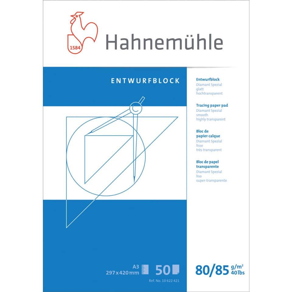 Transparentpapierblock, A3, 80/85g/m², 50 Blatt HAHNEMÜHLE 10622421 HAHNEMÜHLE 10622421 80/85g