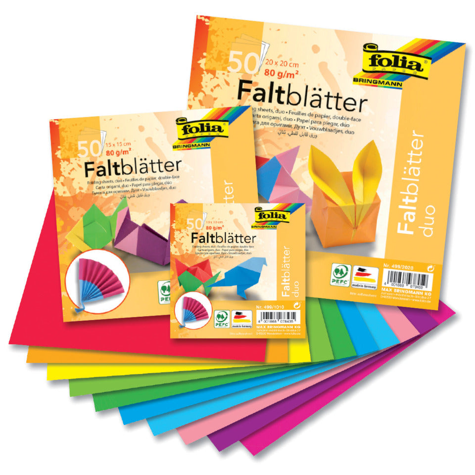 Faltblatt Duo, 10x10cm, 50 Blatt, sortiert FOLIA 499/1010 FOLIA 499/1010 80g 10x10cm