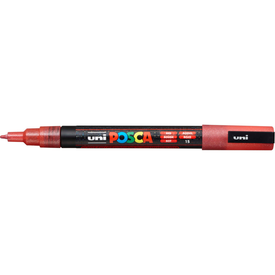 Pigmentmarker Uni Posca PC-3M Glitter, rot UNI-BALL 186580 UNI-BALL 186580 PC-3M