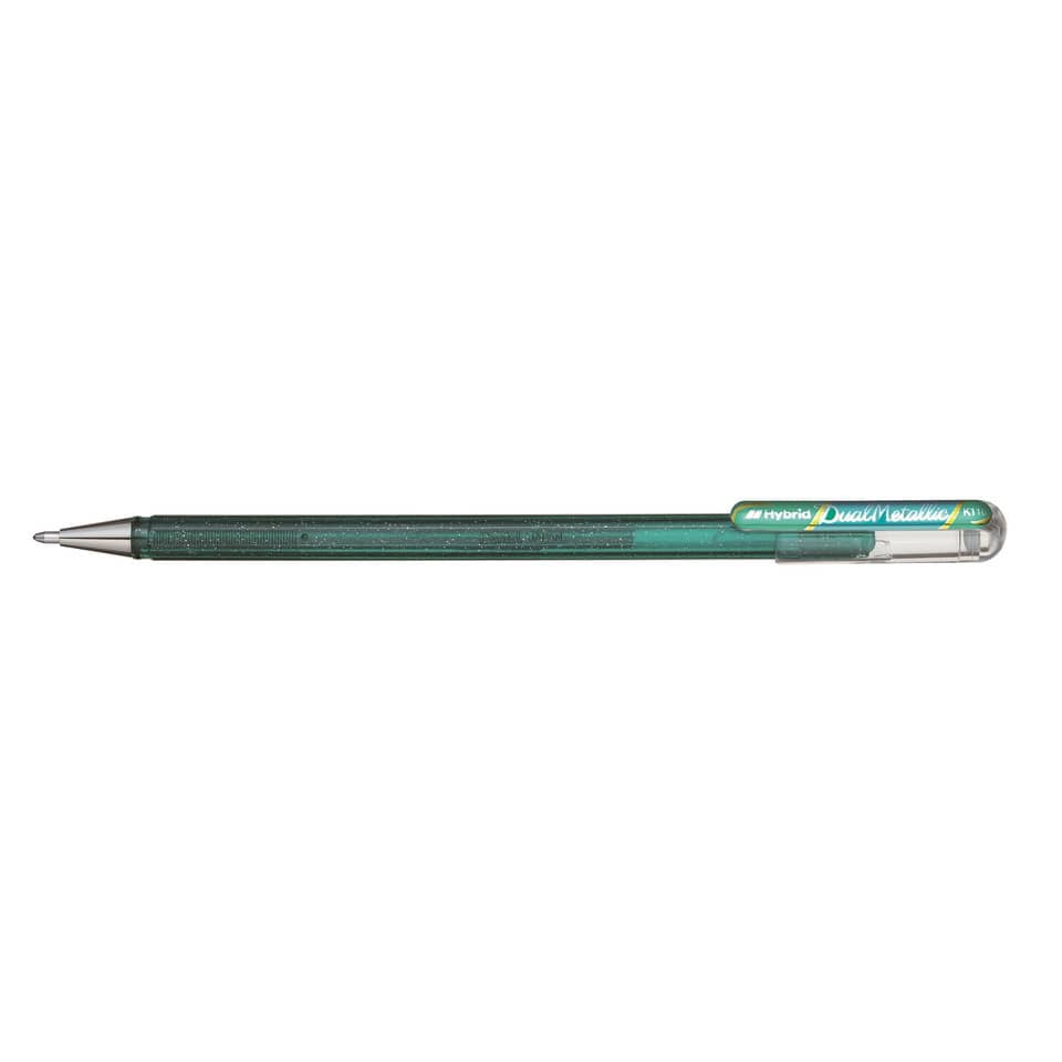 Gel-Tintenroller Dual Metallic Glitzer K110, 0,5mm, grün metallic blau PENTEL K110-DDX