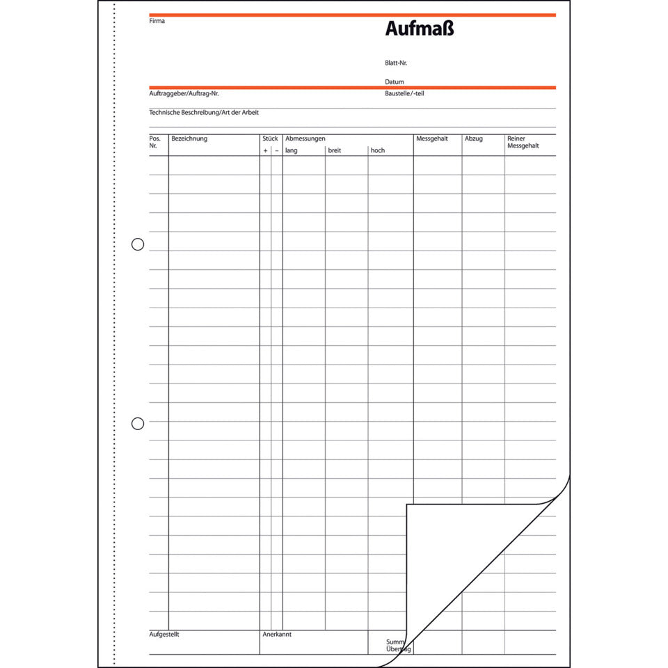 Aufmassbuch, A4, 50 Blatt SIGEL SD069