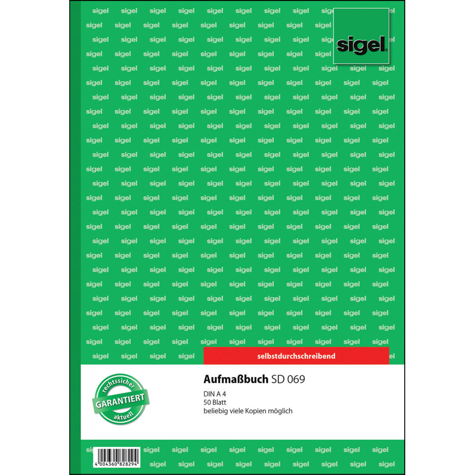 Aufmassbuch, A4, 50 Blatt SIGEL SD069