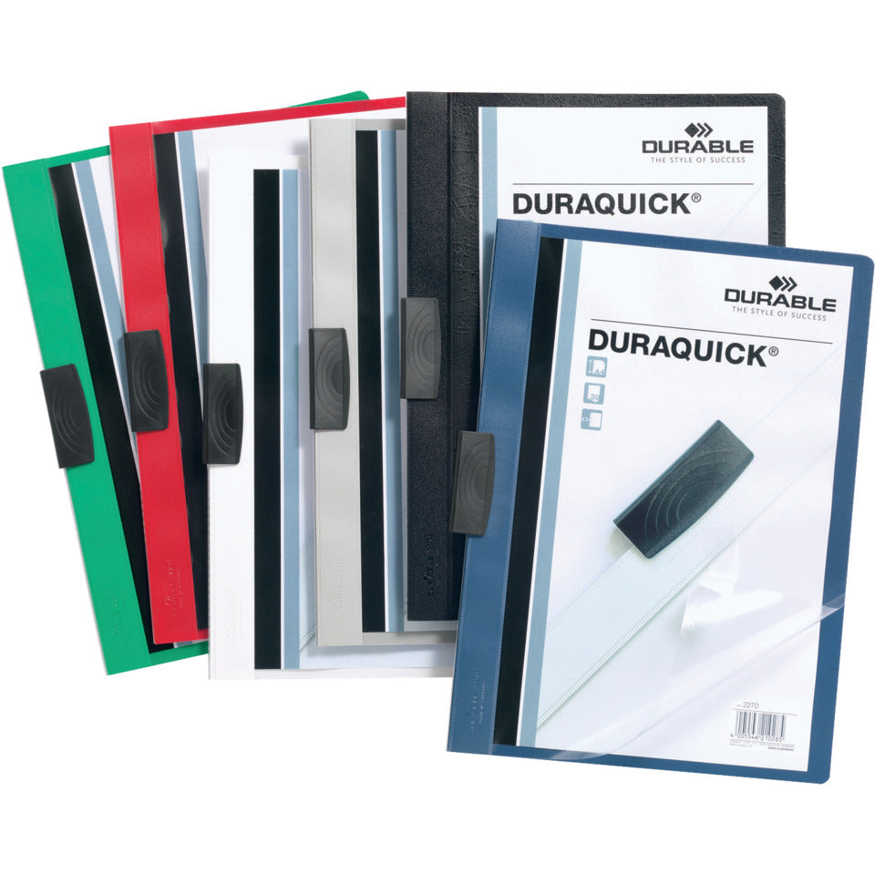Klemm-Mappe DURAQUICK®, Weich-/Hartfolie, 20 Blatt, transparent/schwarz DURABLE 2270 01 DURABLE 2270 01 Plastik 20BL