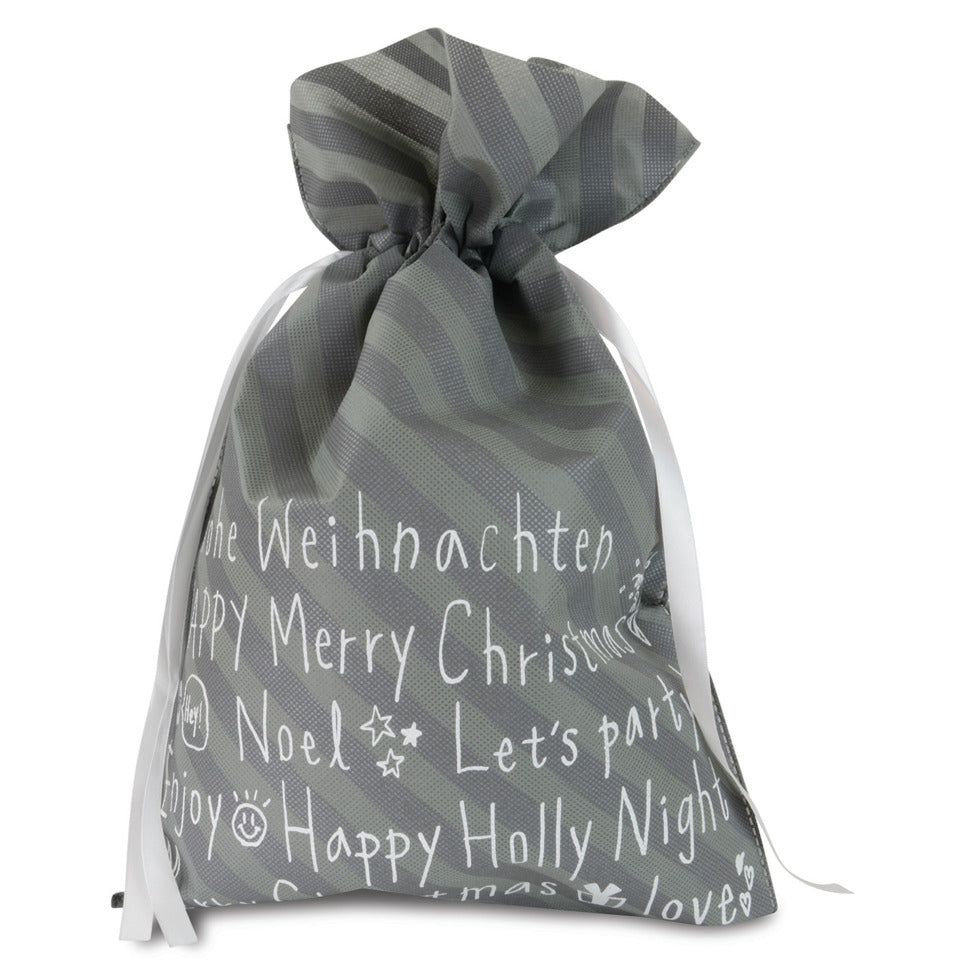 Weihnachtssack mit Text, 45x30cm, grau  19635 19635 H45xB30cm